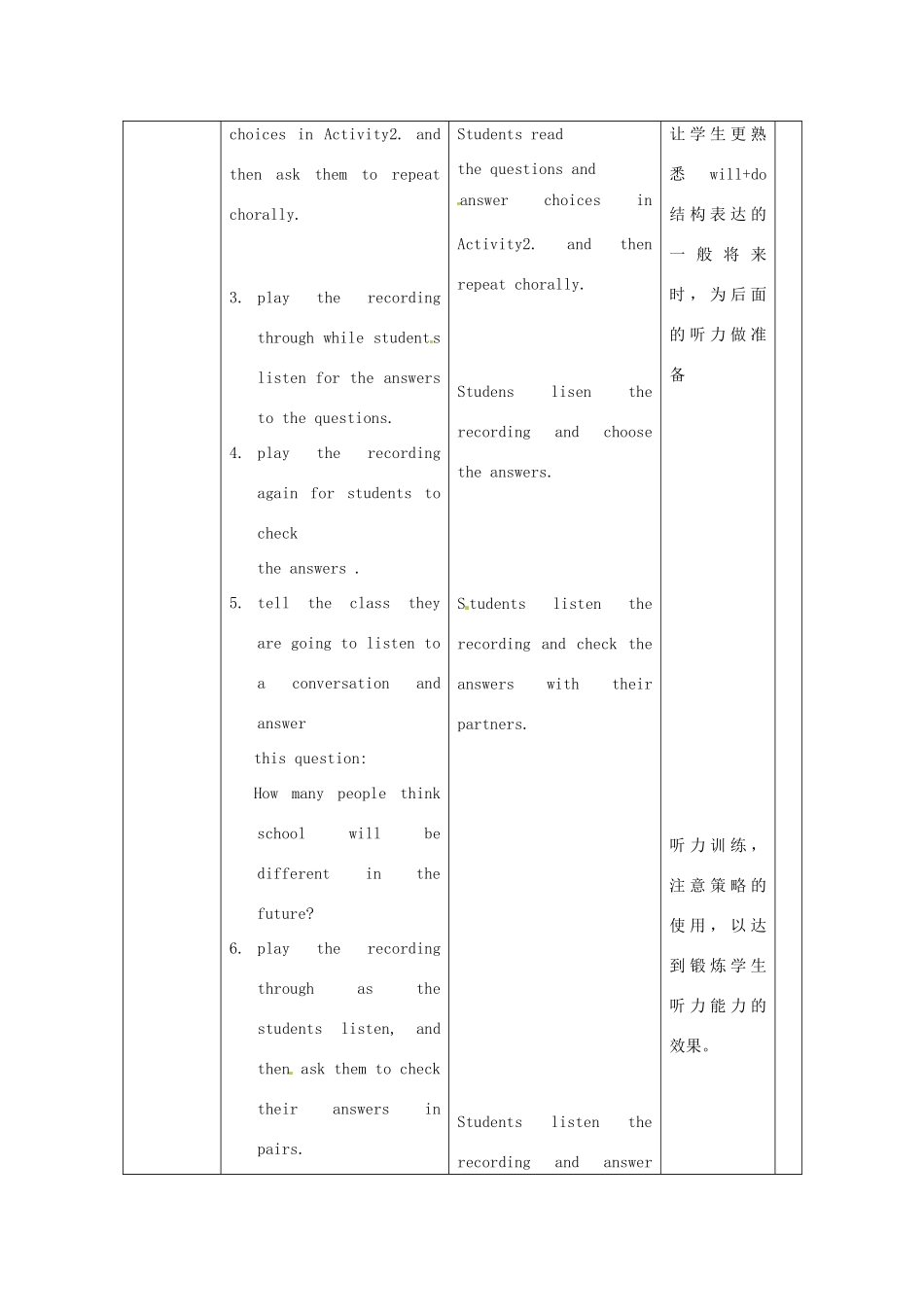 春七年级英语下册 Module 4 Unit 1 Everyone will study at home教案 （新版）外研版-（新版）外研版初中七年级下册英语教案_第3页