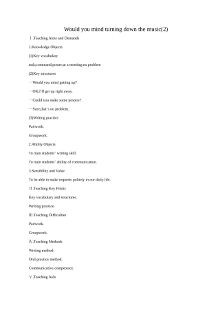 新课标人教版八年级英语下册Would you mind turning down the music(2)