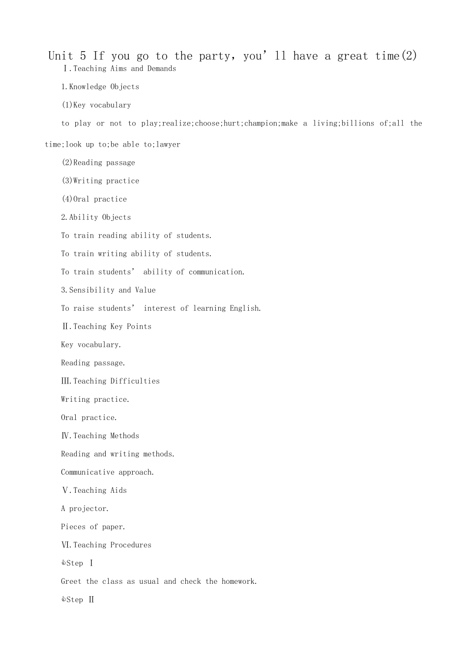 新课标人教版八年级英语下册Unit 5 If you go to the party，you’ll have a great time(2)_第1页
