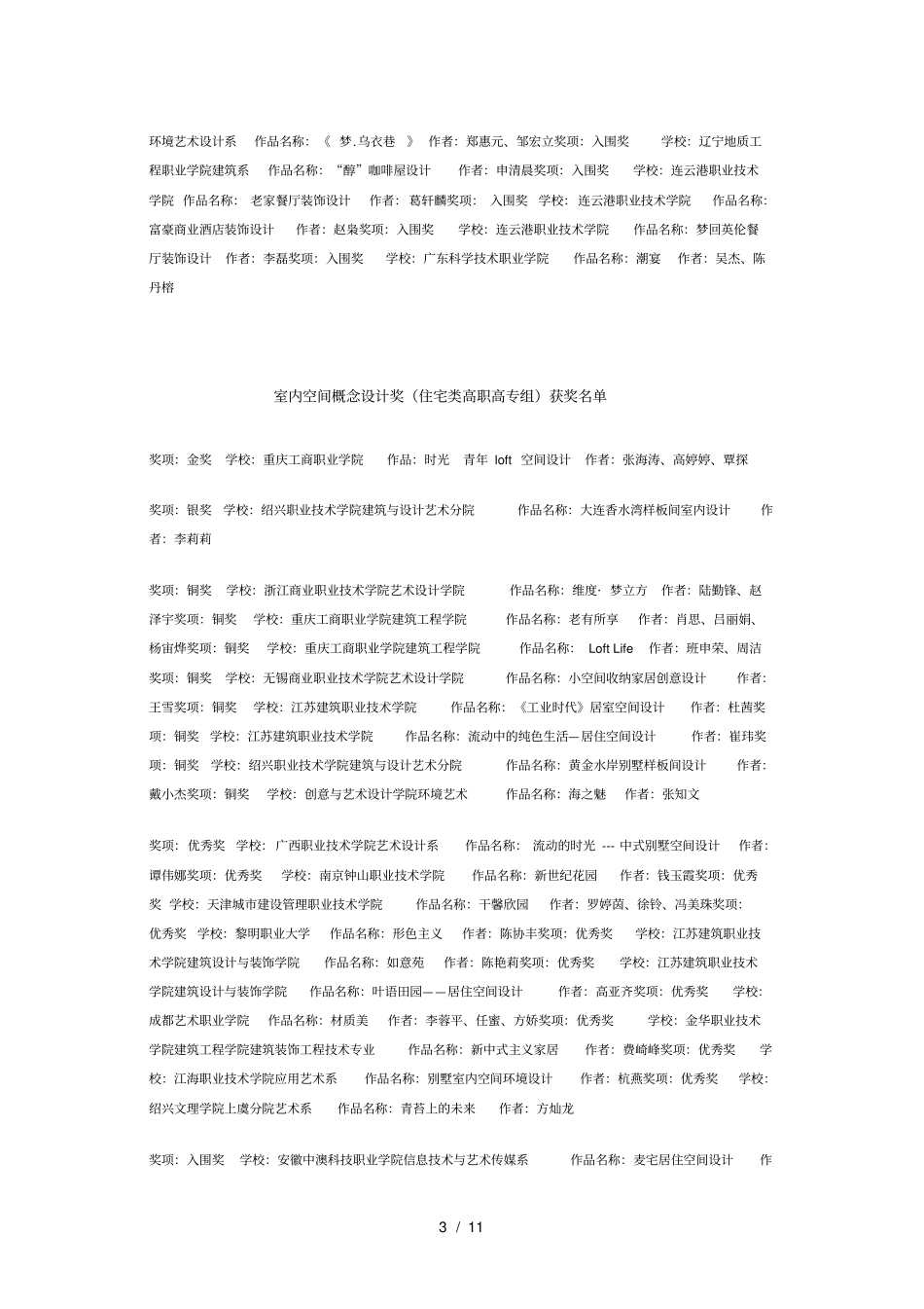 2013中国建筑与艺术青年设计师奖【高职高专组】获奖名_第3页