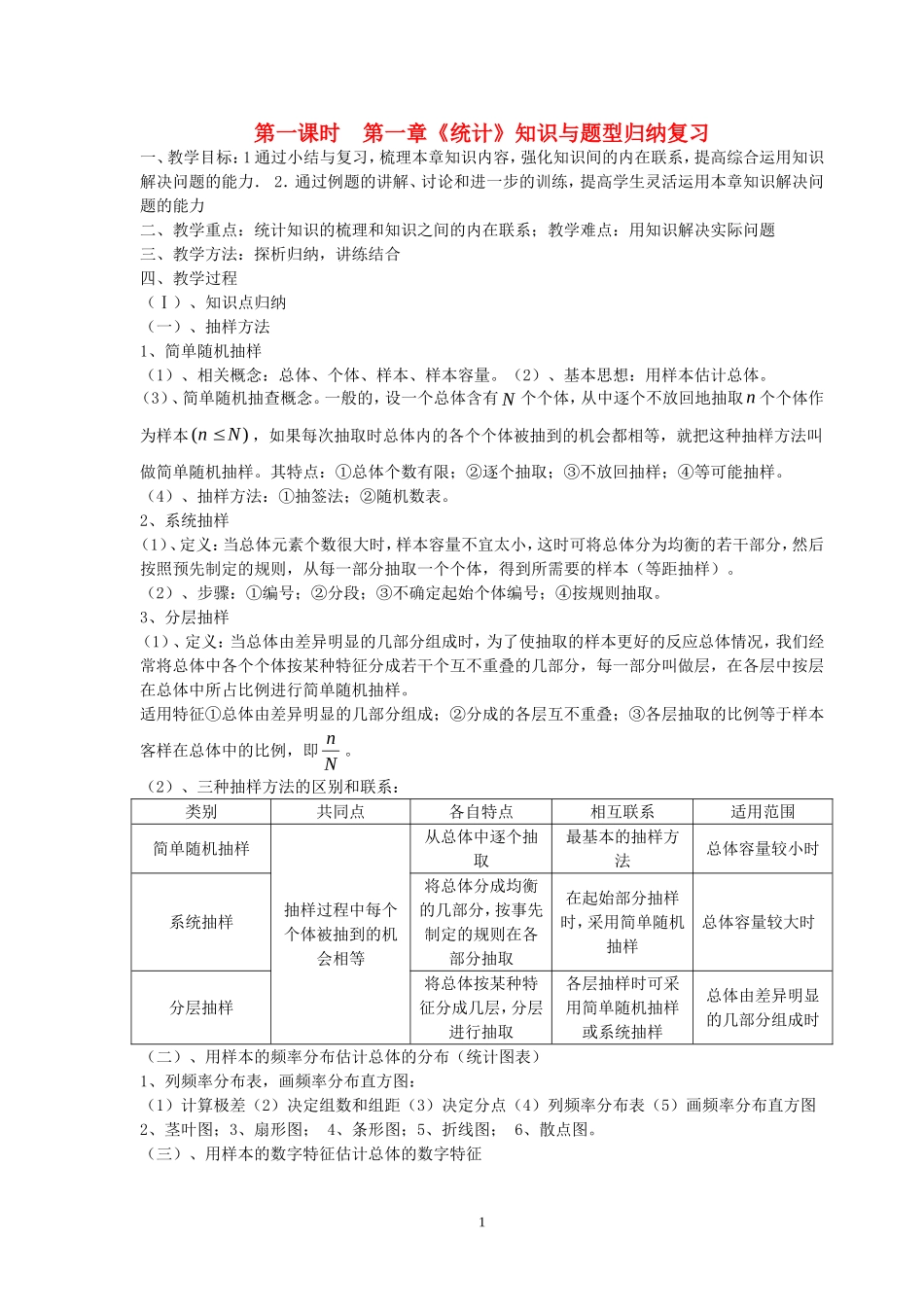 高中数学 知识与题型归纳复习教案 北师大版必修3_第1页