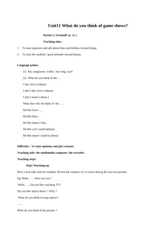 新目标七年级英语下Unit 11教案3