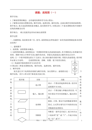 高中数学 流程图(1)教案 苏教版必修3