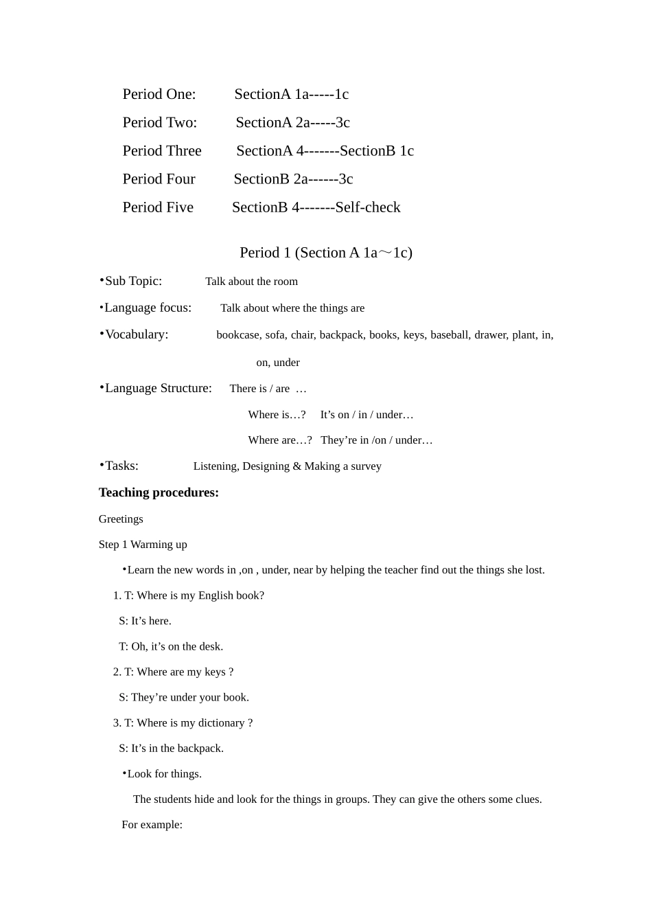 新目标七年级英语(上)unit4教案_第2页