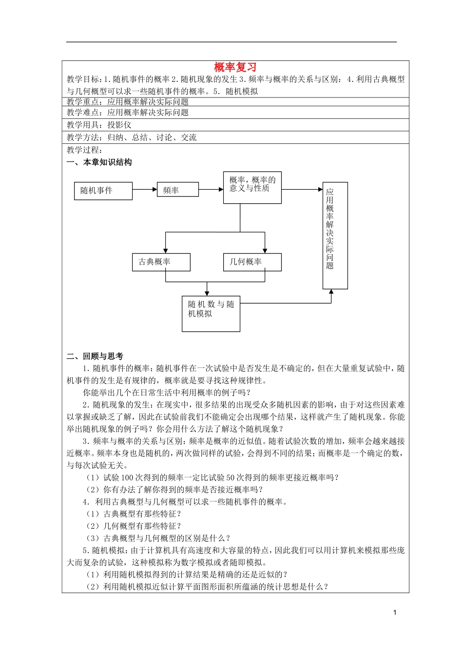 高中数学 概率复习教案 新人教A版必修3_第1页