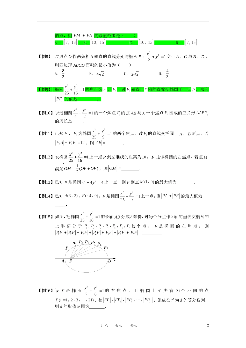高中数学 椭圆 板块三 椭圆的几何性质完整讲义（学生版）_第2页