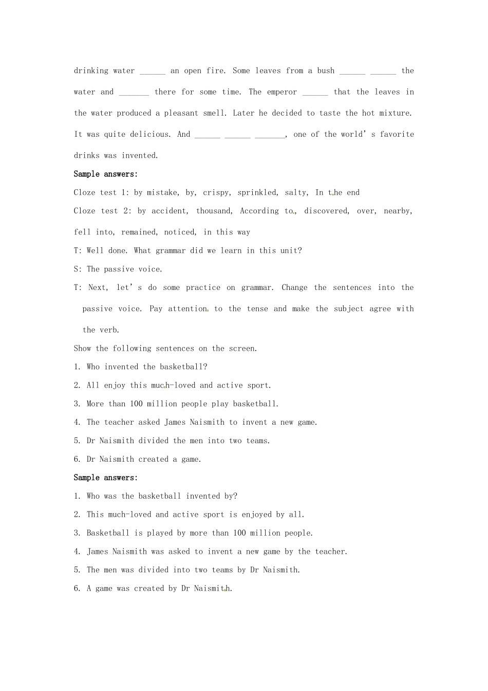 新疆石河子市第八中学九年级英语全册 Unit 9 When was it invented Selfcheck教案 人教新目标版_第3页