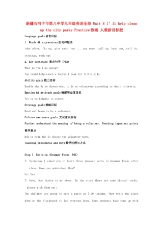 新疆石河子市第八中学九年级英语全册 Unit 8 I’ll help clean up the city parks Practice教案 人教新目标版