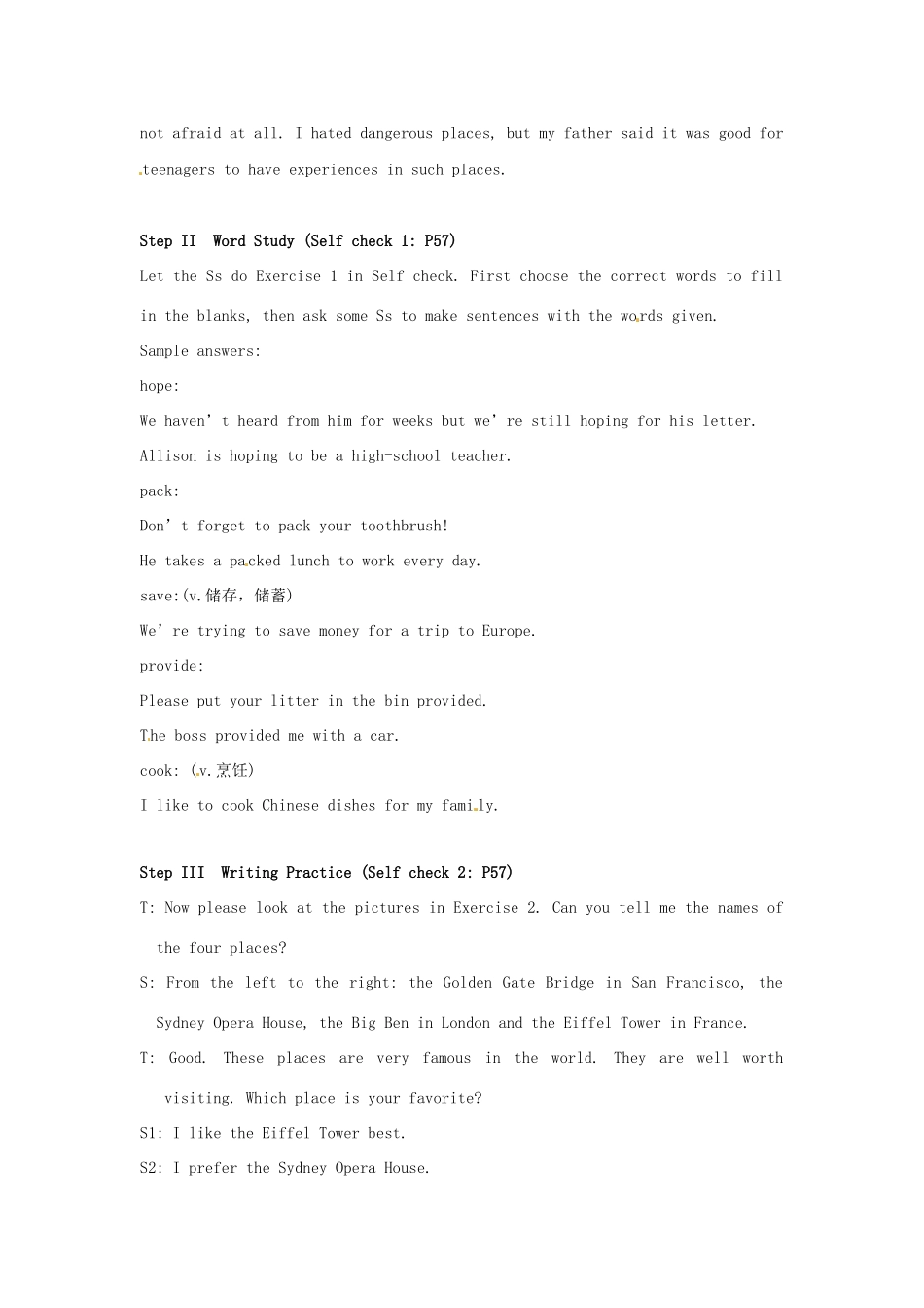 新疆石河子市第八中学九年级英语全册 Unit 7 Where would you like to visit Writing教案 人教新目标版_第2页