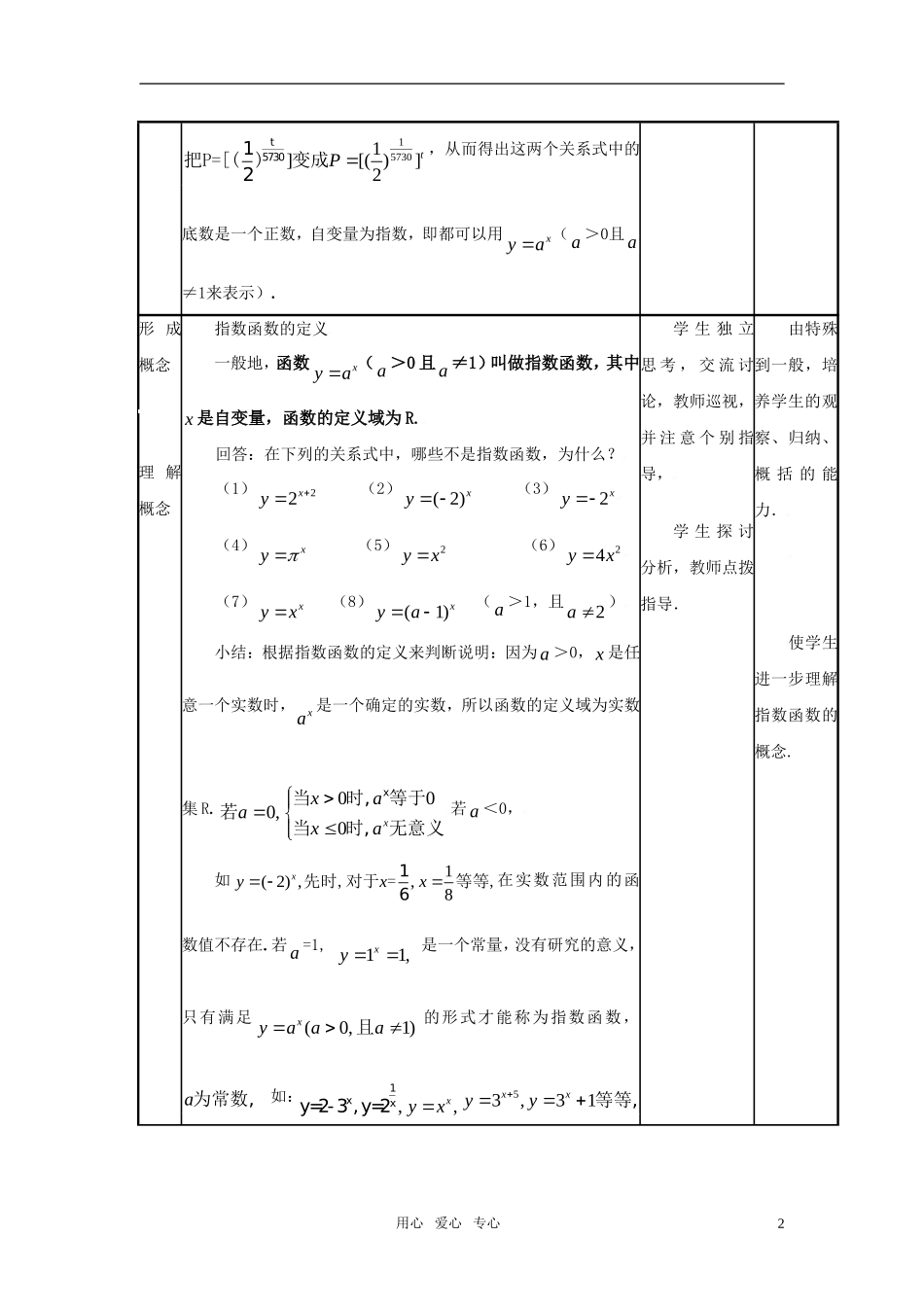 高中数学 指数函数教案 新人教A版必修1_第2页