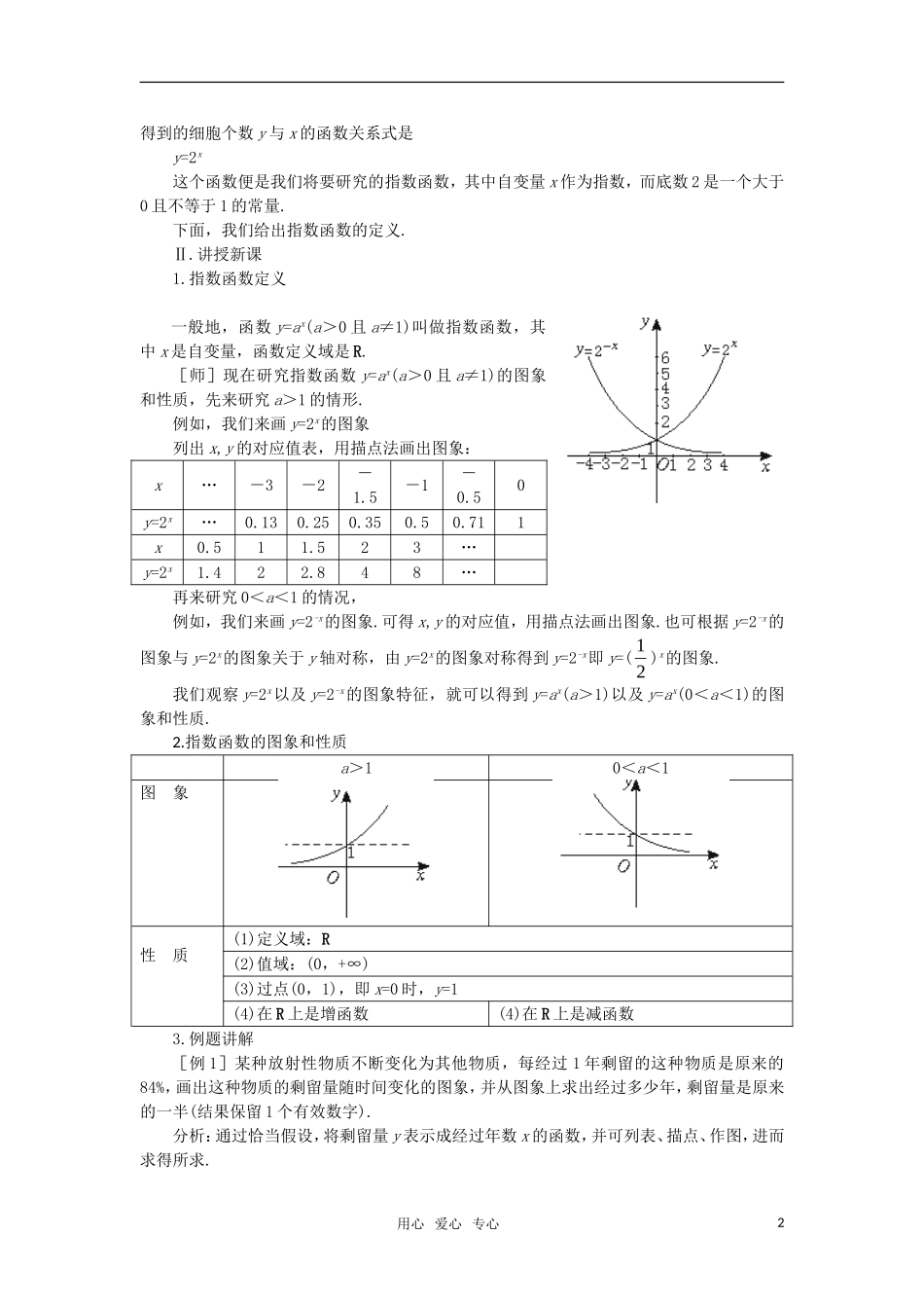 高中数学 指数函数（一）教案 苏教版必修1_第2页