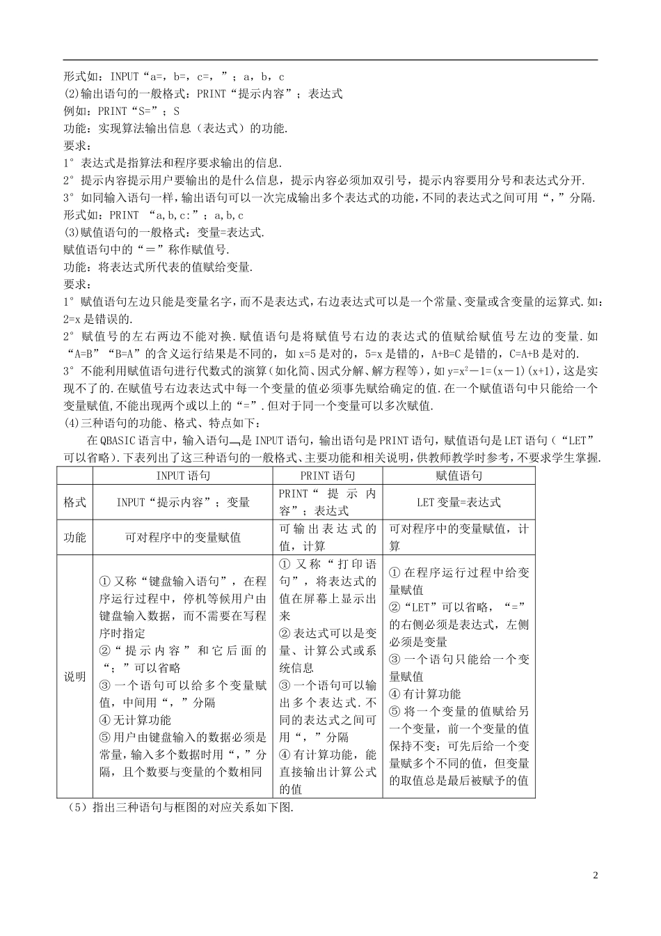 高中数学 基本算法语句教案 新人教版必修3-新人教版高一必修3数学教案_第2页