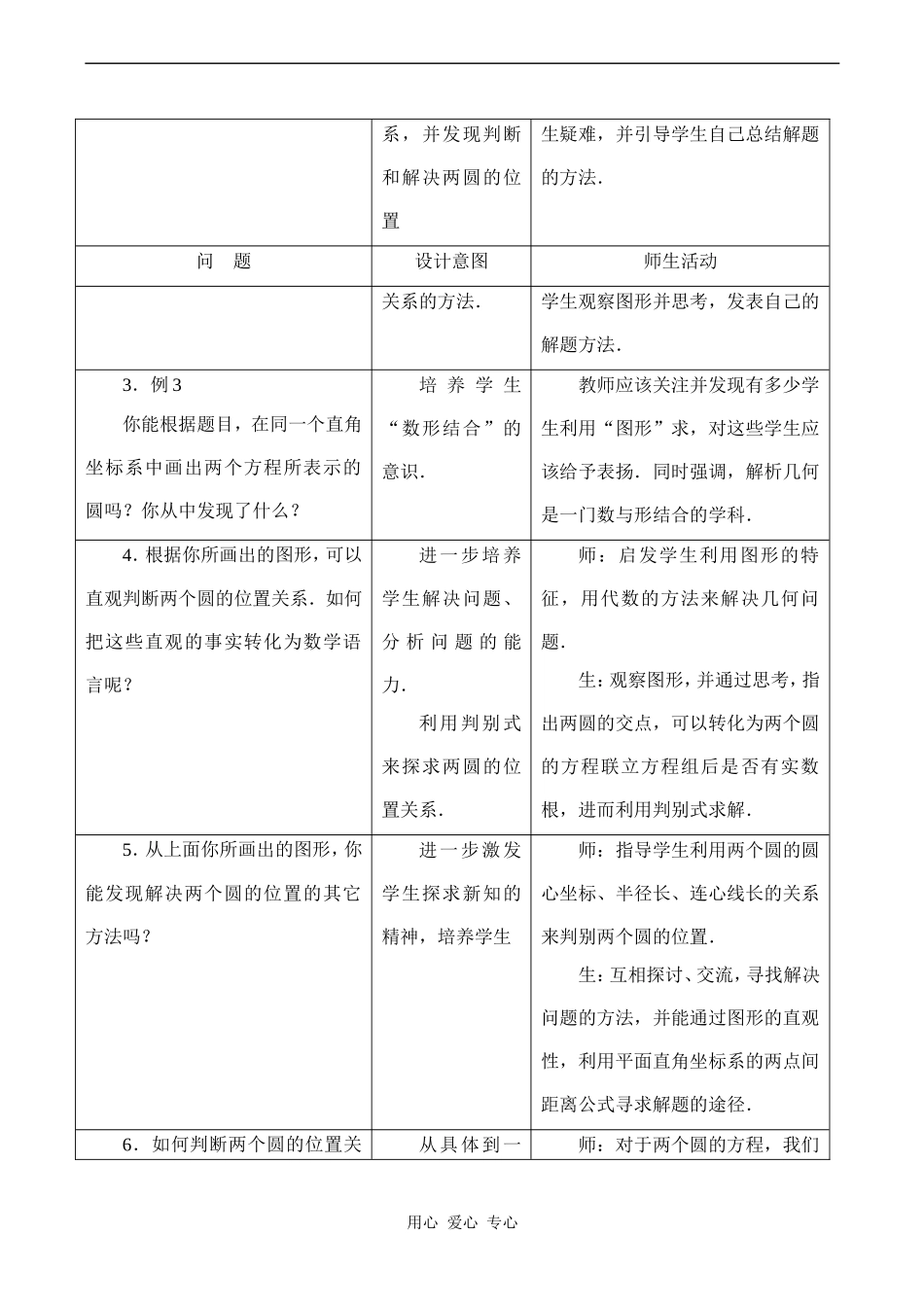 高中数学 圆与圆的位置关系 教案 人教版必修2A_第2页