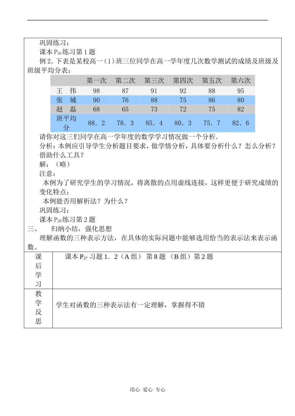 高中数学 函数的表示法（1）教案人教版必修1A_第2页