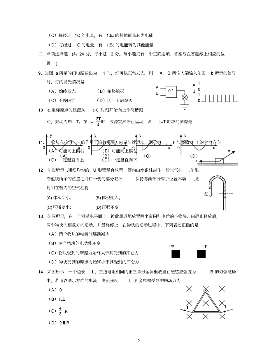 2013届上海嘉定区高考一模物理试题_第2页