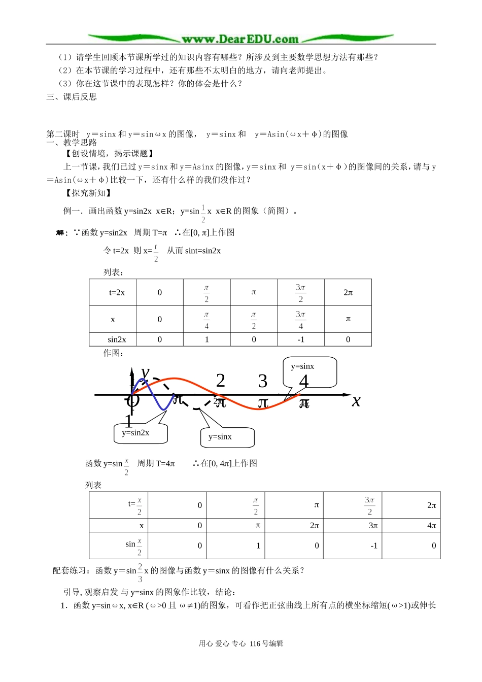 高中数学 函数y＝Asin(ωx＋φ)图像(2课时)教案 北师大版 必修4_第3页