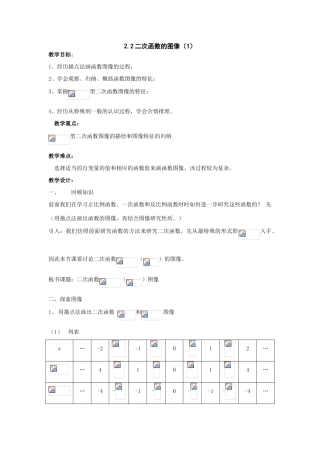 数学：2.2二次函数的图像（1）教案