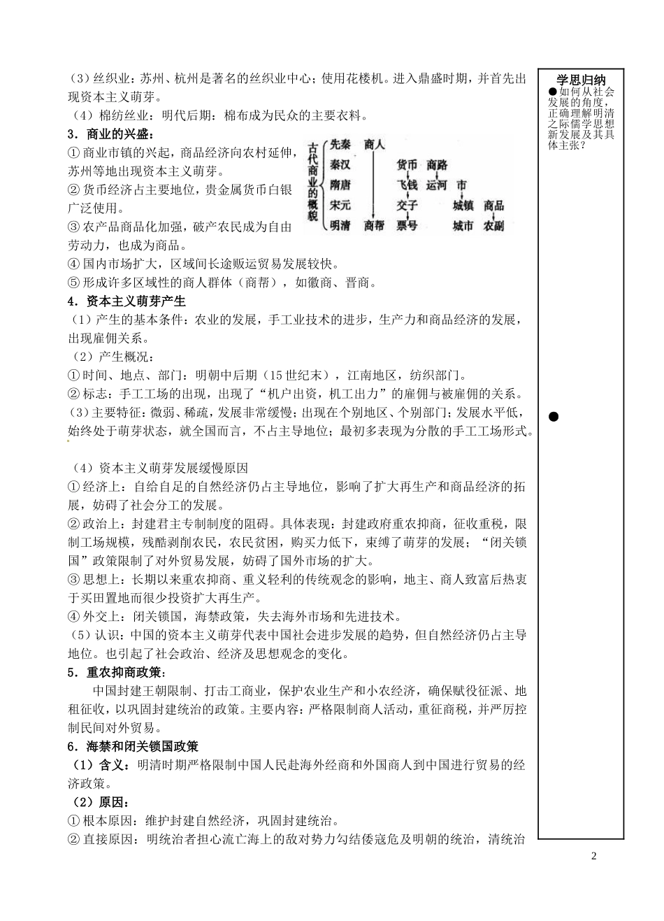 重庆市万州分水中学高三历史总复习 第六单元 明清时期教案 新人教版_第2页