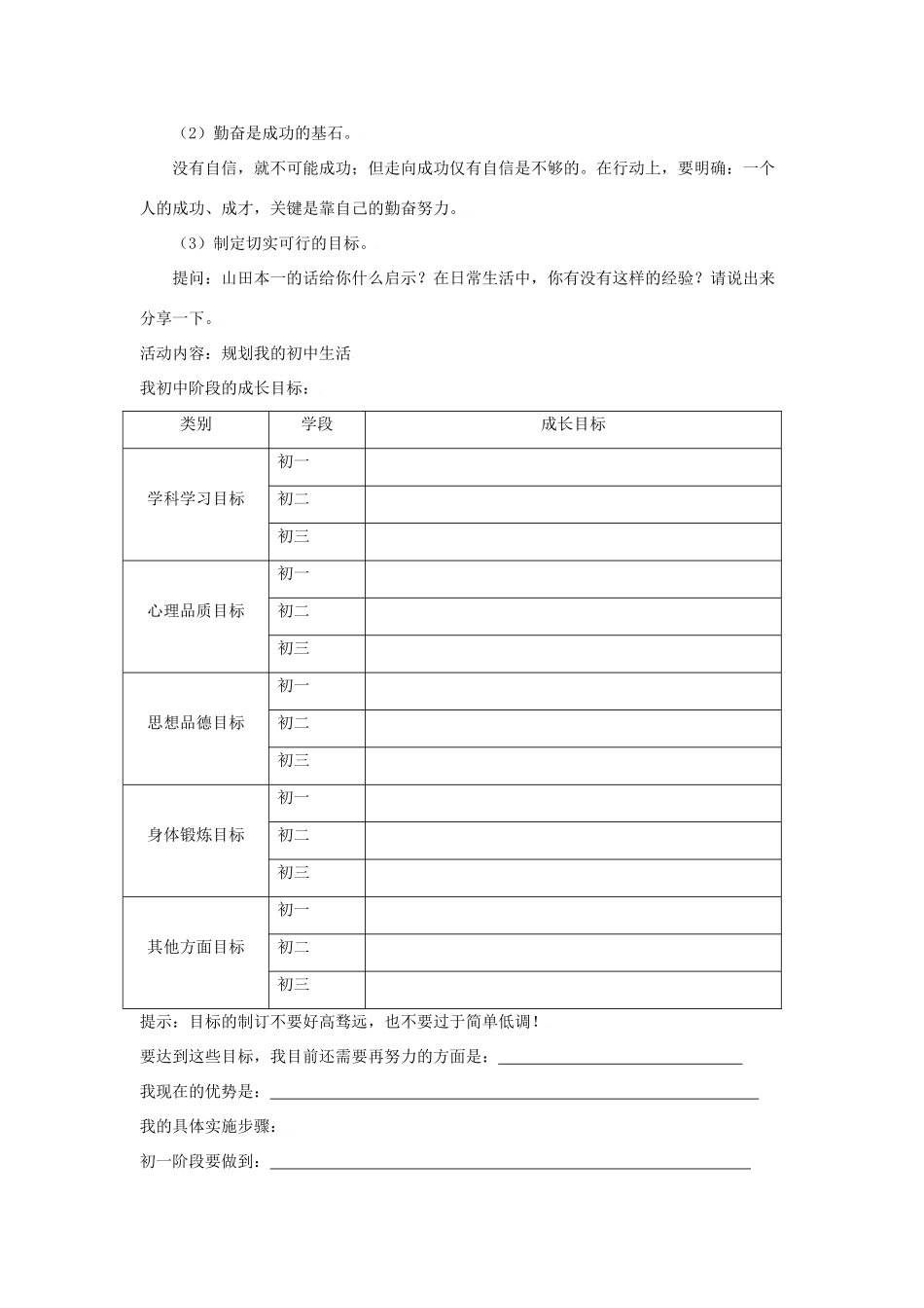思想品德：苏教版七年级上第二课《天生我才必有用》教案1_第3页