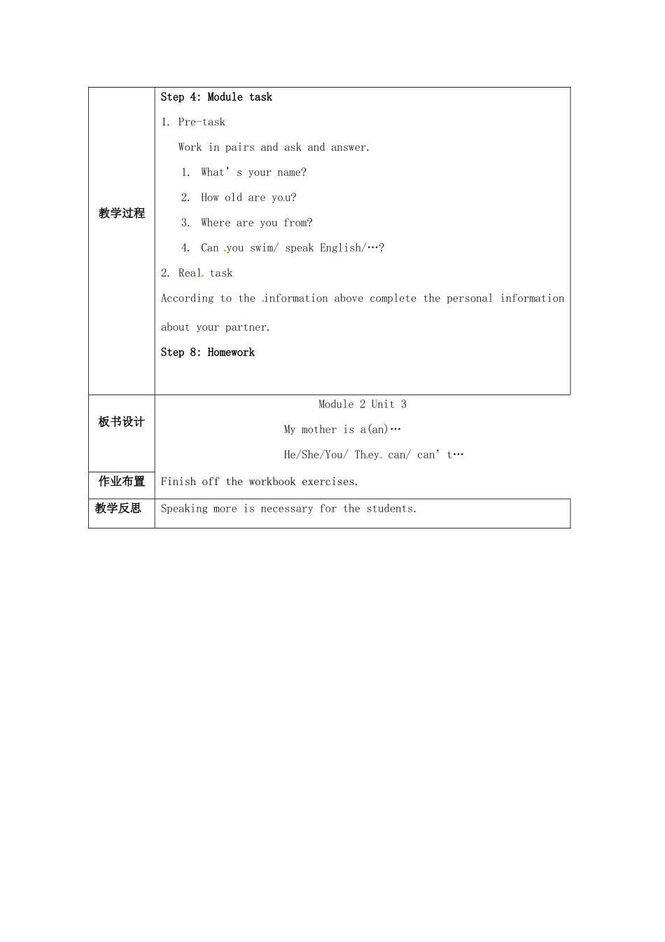 广西永福县实验中学七年级英语 Module2《Unit 3  Language in use》教案 外研版_第2页