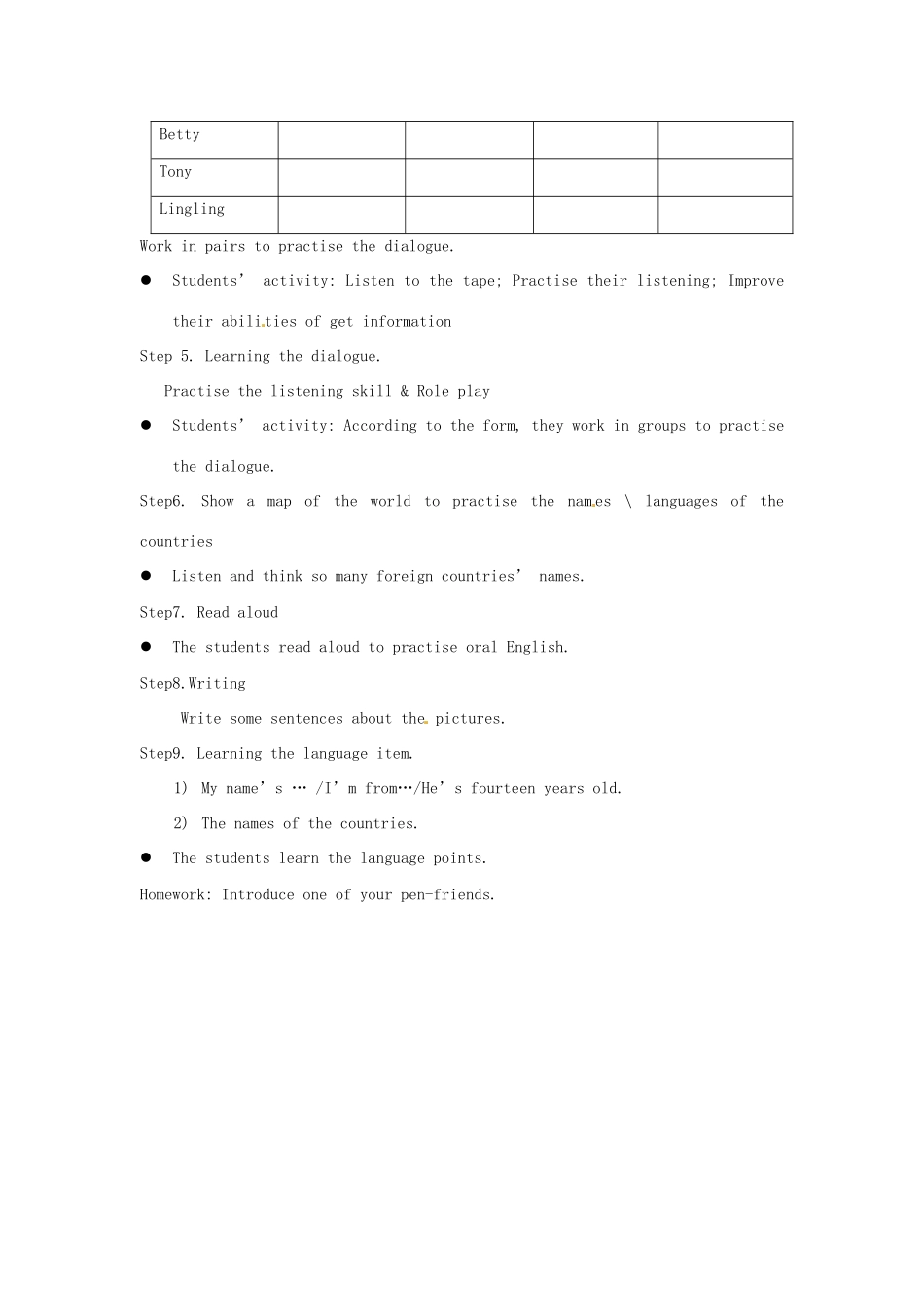广西永福县实验中学七年级英语 Module1《Unit 2 I’m from China and I’m Chinese》教案 外研版_第3页