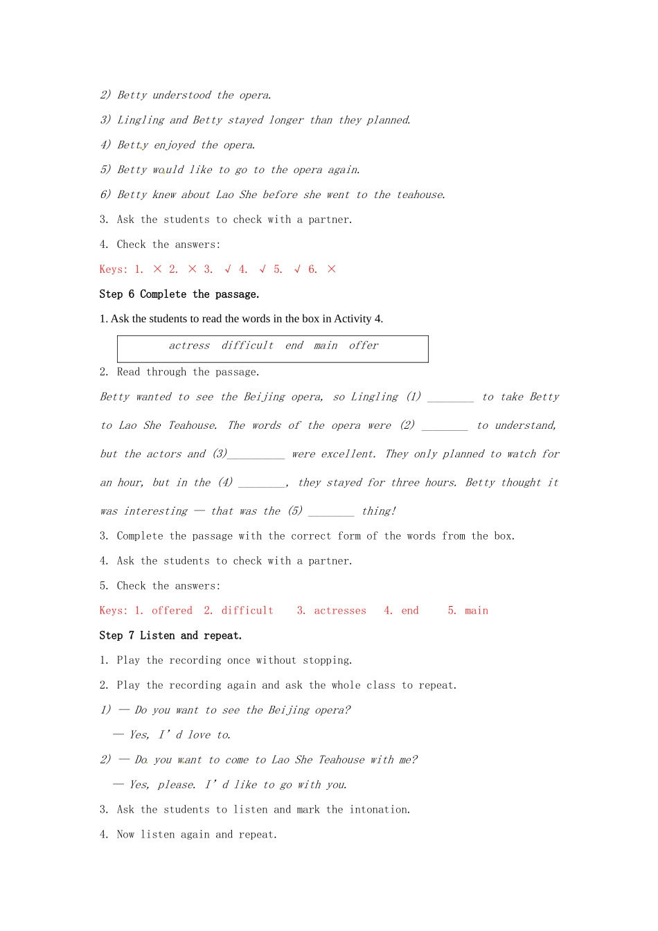 广西桂林市永福县三皇乡三皇中学八年级英语上册 Module 5 Lao She Teahouse Unit1教案（1） （新版）外研版_第3页