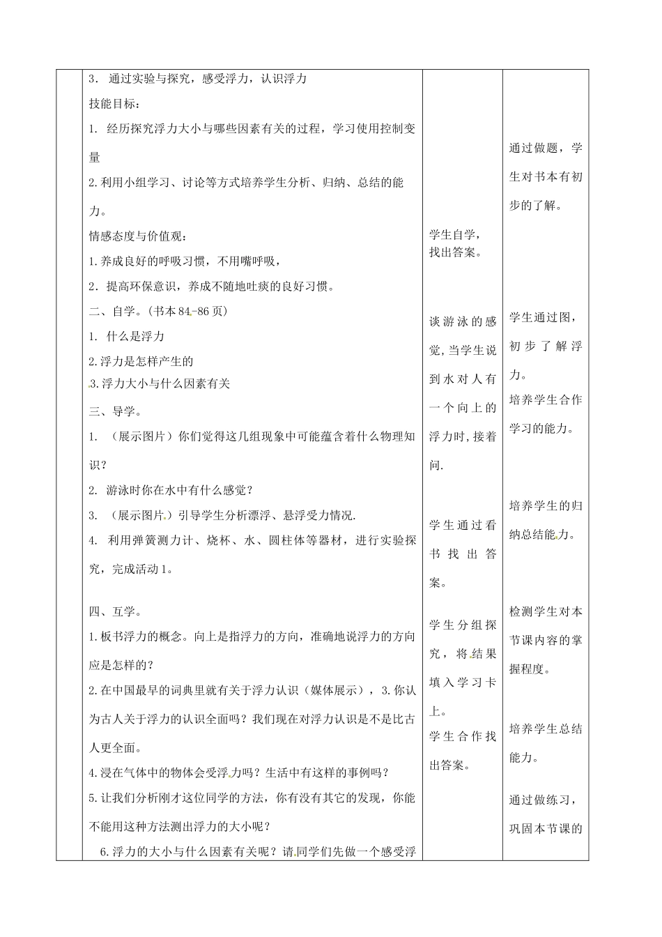 广东省龙门县龙城一中八年级物理《认识浮力》教案_第2页