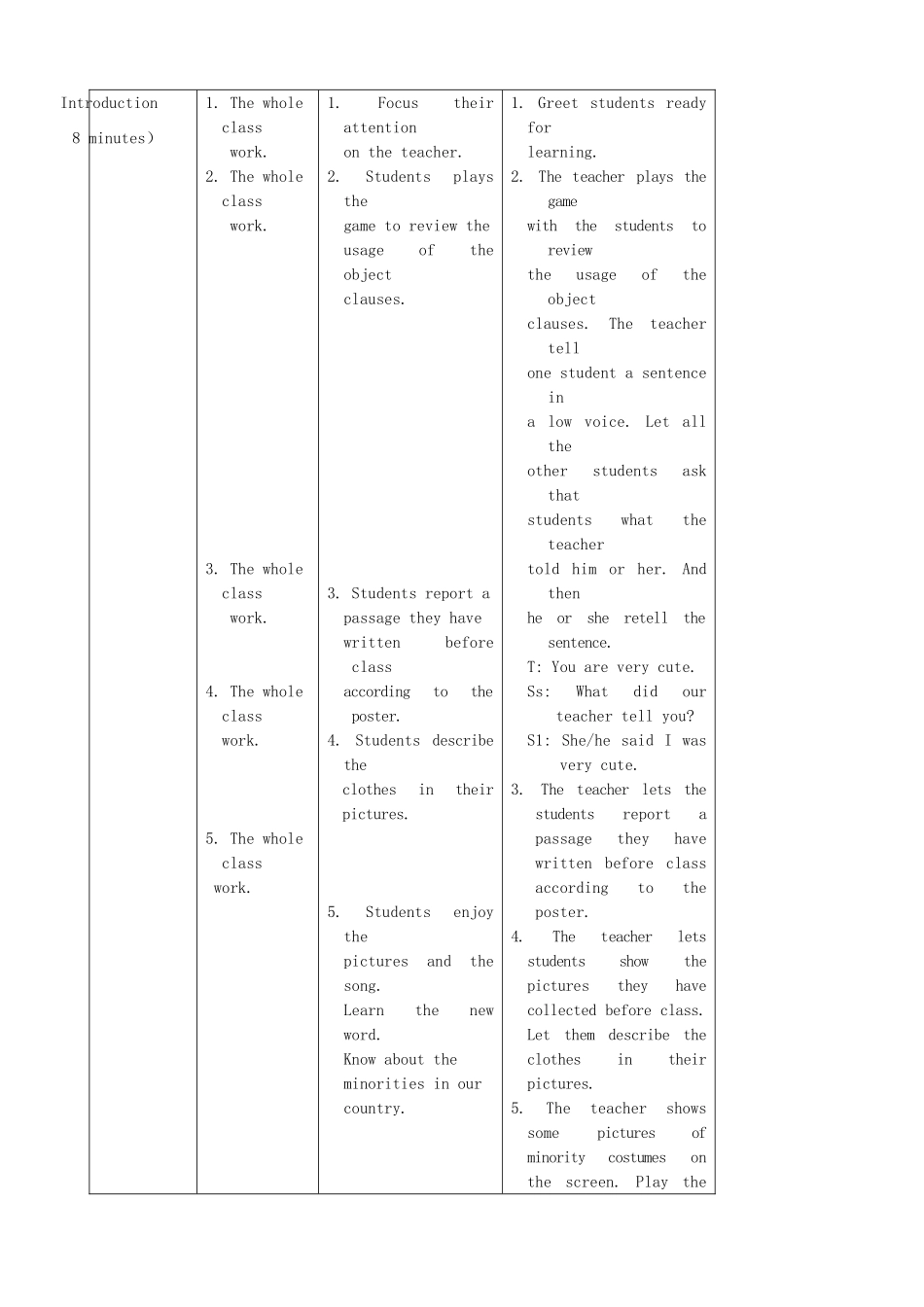 广东省肇庆市田家炳中学八年级英语下册 Unit 8 Topic 3 He said the fashion show was wonderful Section B教案 （新版）仁爱版_第3页