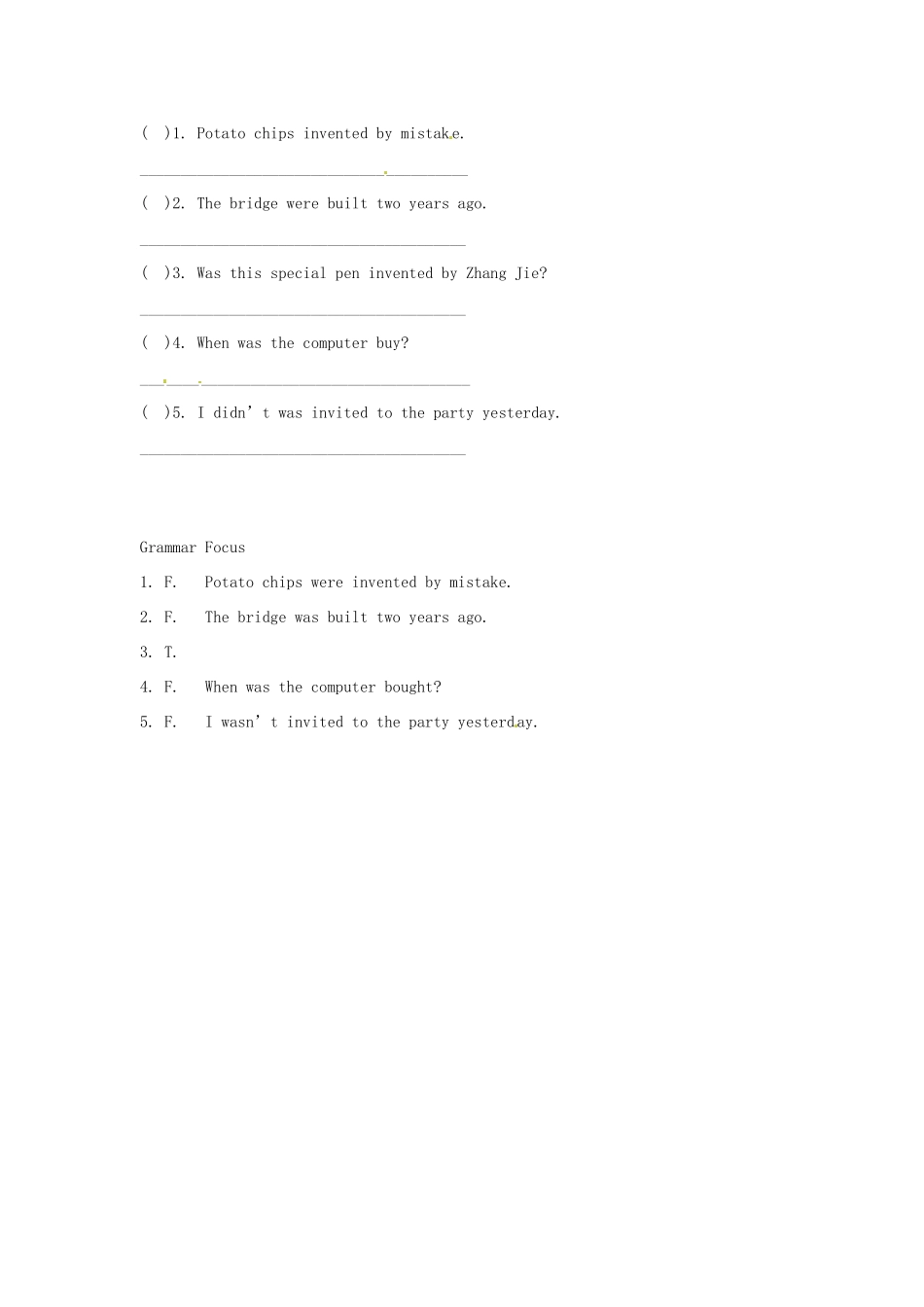 广东省珠海九中九年级英语全册《Unit 9 When was it invented-《Unit 9 When was it invented》一般过去时的被动 人教新目标版_第2页
