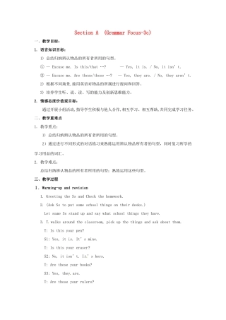 广东省湛江一中七年级英语上册《Unit 3 Is this your pencil》Section A（GrammerFocus-3c）教案 （新版）人教新目标版