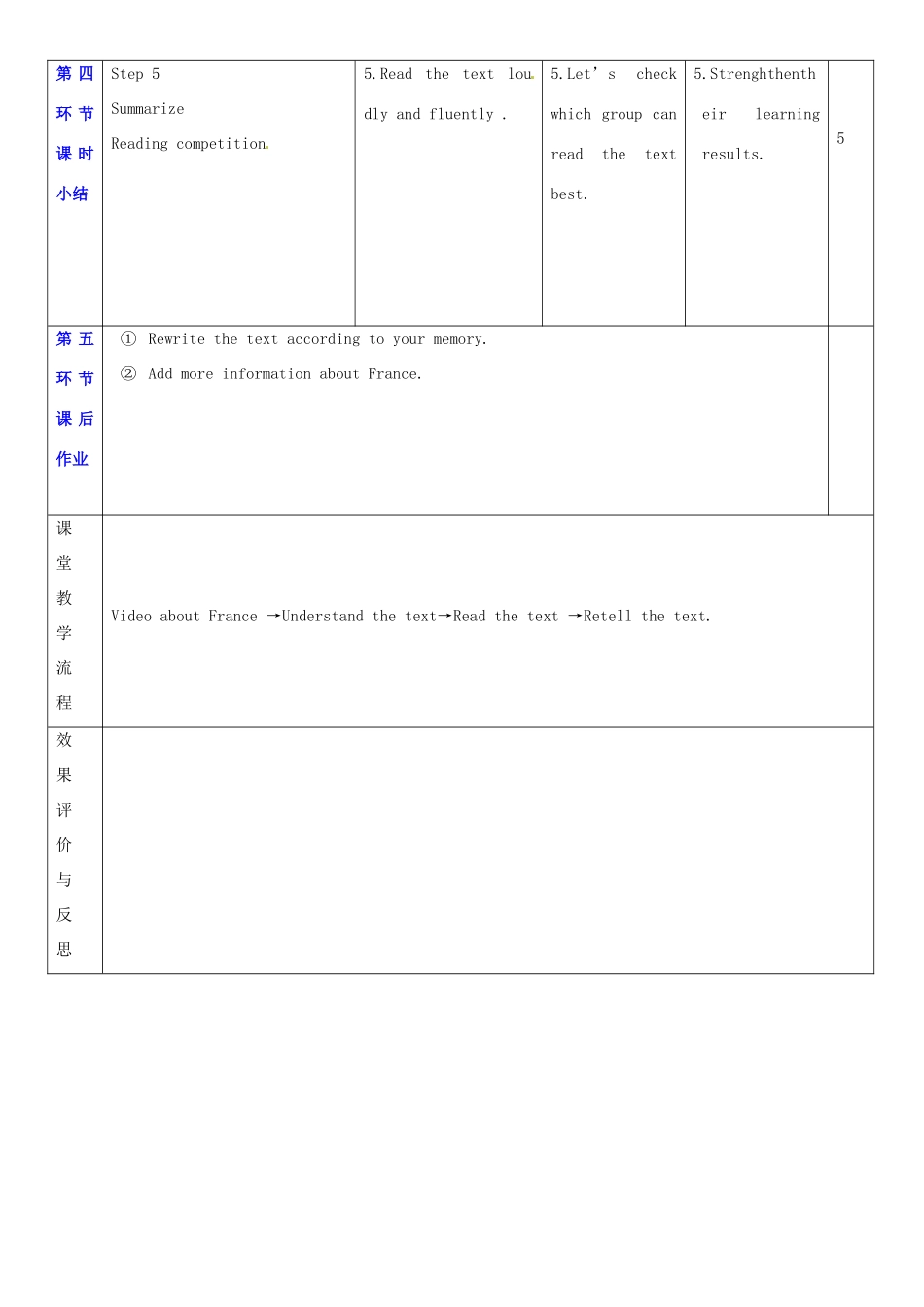 广东省深圳市宝安区上寮学校七年级英语下册《Unit 2 France is calling》Reading Ⅰ教案 牛津版_第3页