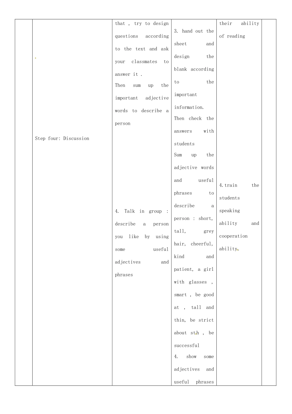 广东省深圳市宝安区上寮学校七年级英语下册《Unit 1 People around us》Reading Ⅰ教案 牛津版_第3页