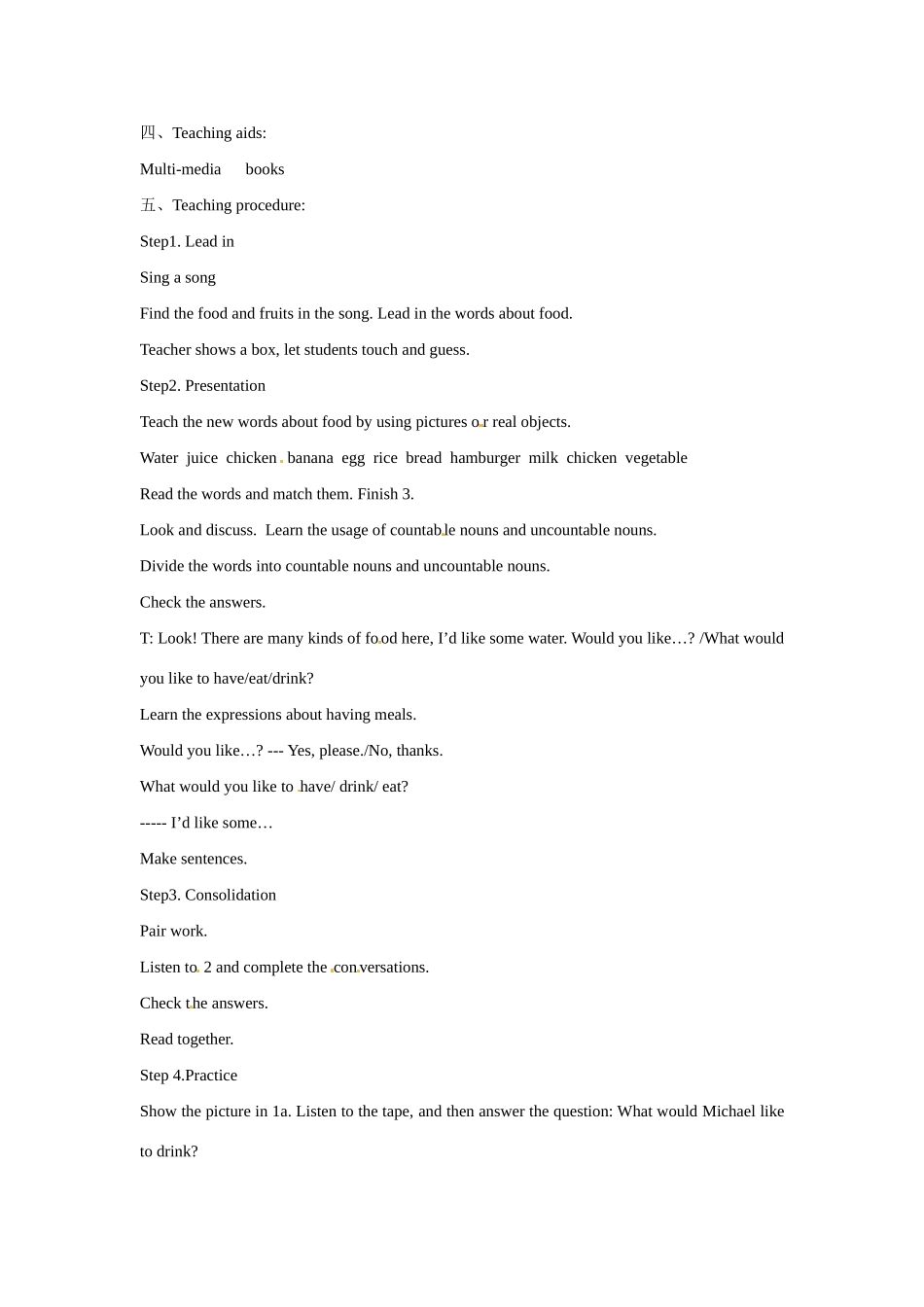 广东省河源市南开实验学校七年级英语上册《Unit3 Topic3 What would you like to drink》教案 外研版_第2页