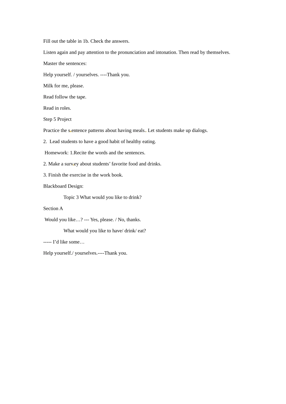 广东省河源市南开实验学校七年级英语上册《Unit3 Topic3 What would you like to drink》教案 外研版_第3页