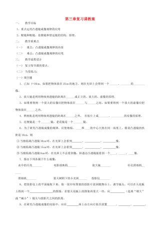广东省汕头市龙湖实验中学八年级物理上册 第三章复习课教案 新人教版