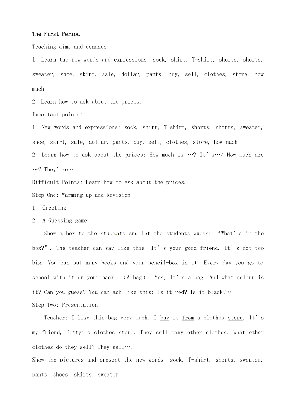 广东省汕头市龙湖实验中学七年级英语上册《Unit 7 How much are these pants》教案 人教新目标版_第2页