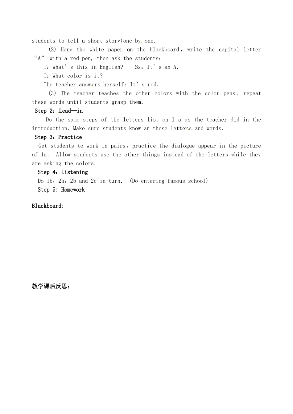 广东省汕头市龙湖实验中学七年级英语上册《Starter Unit 3 teaching plan》教案 人教新目标版_第2页