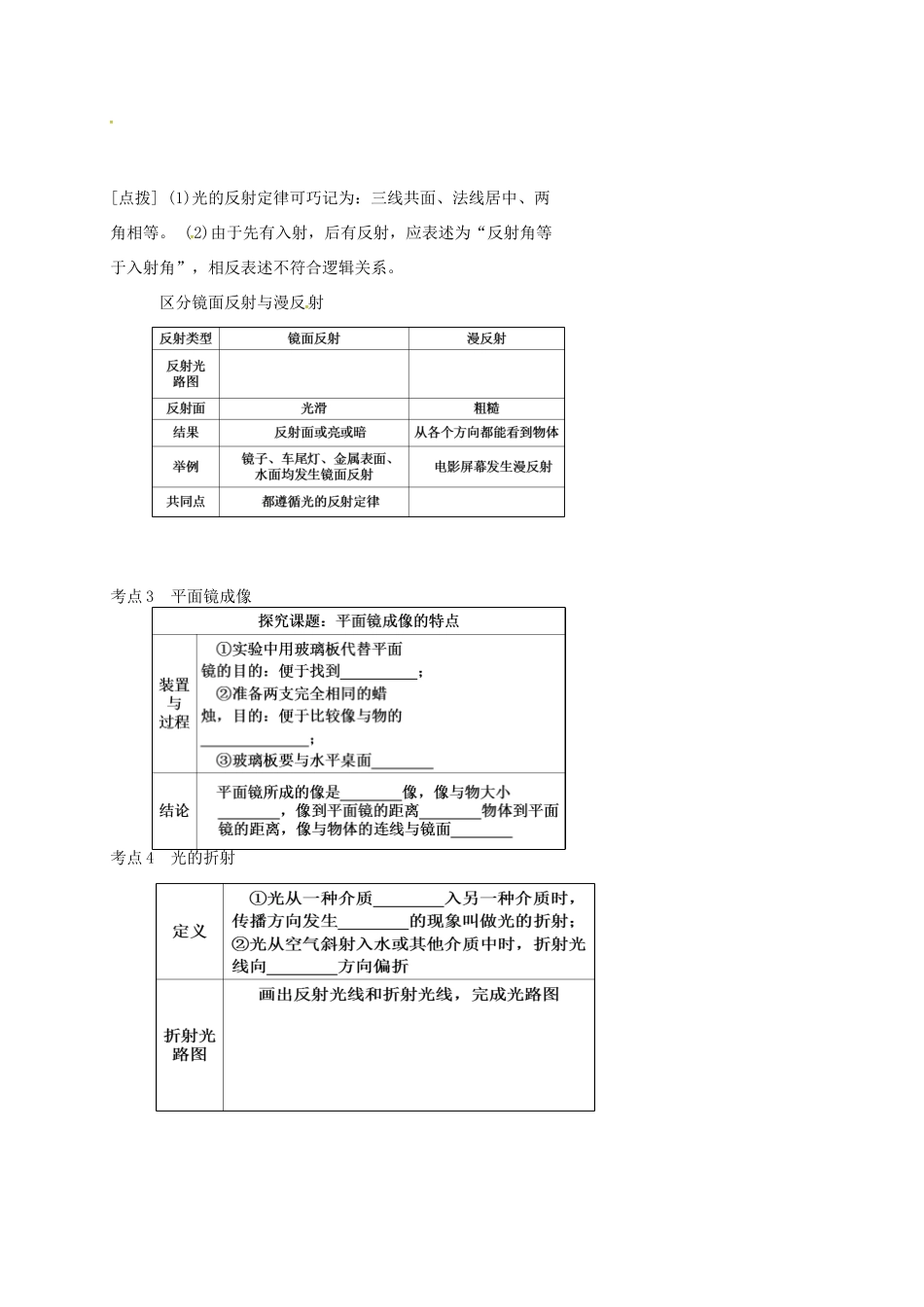 广东省汕头市中考物理一轮复习 光现象教案-人教版初中九年级全册物理教案_第3页