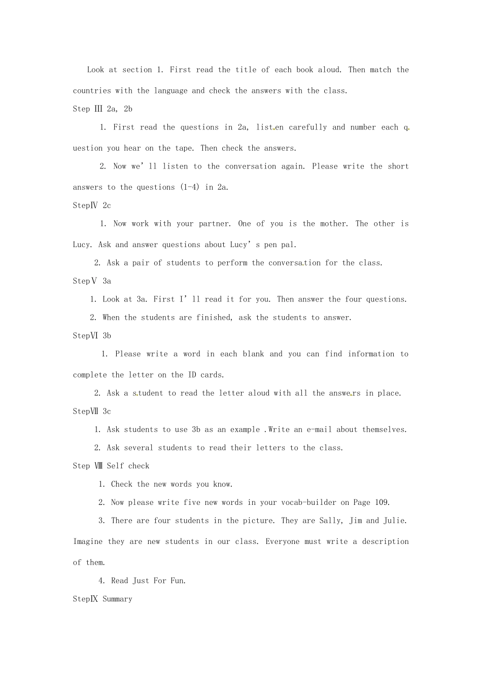 广东省梅州市培英中学七年级英语 Unit1《Where is your pen pal from》教案2_第2页