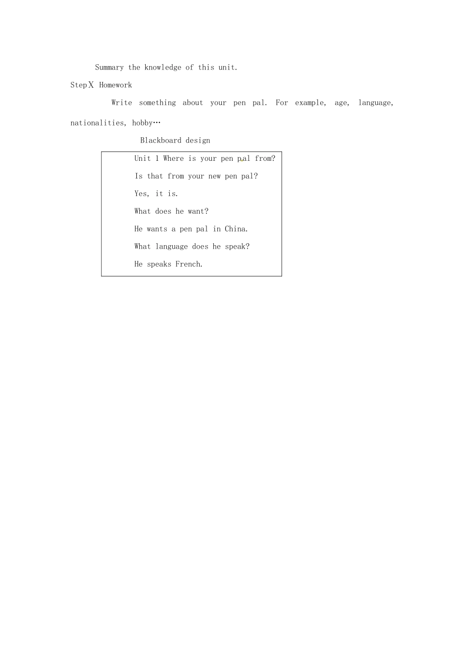 广东省梅州市培英中学七年级英语 Unit1《Where is your pen pal from》教案2_第3页