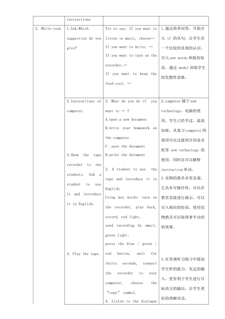 广东省惠东县教育教学研究室八年级英语下册 Module 4 Unit 1 If you want to record，press the red button教案 外研版-外研版初中八年级下册英语教案_第2页