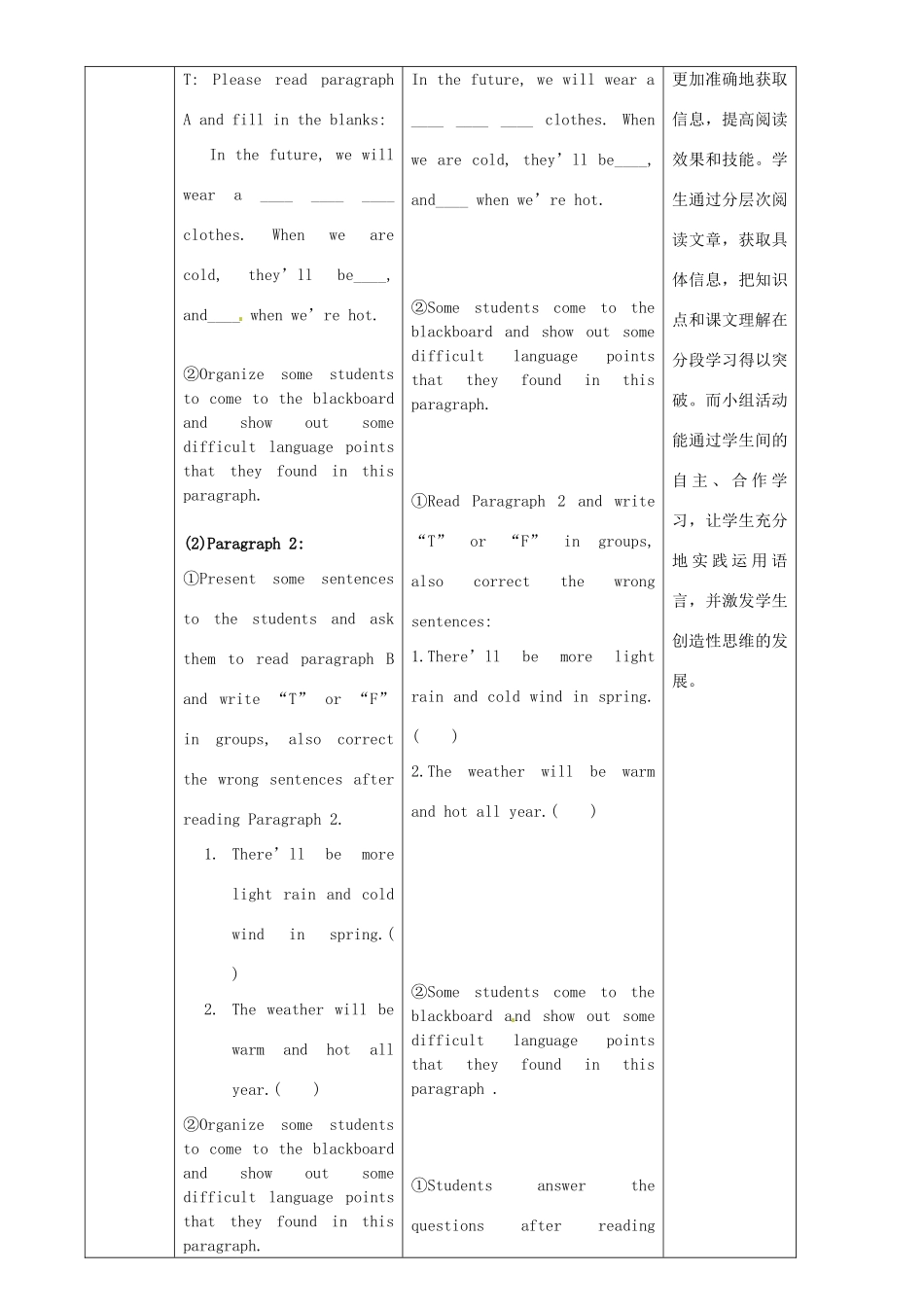 广东省惠东县教育教学研究室七年级英语下册 Module 4 Unit 2 Every family will have a small plane教案 （新版）外研版-（新版）外研版初中七年级下册英语教案_第3页