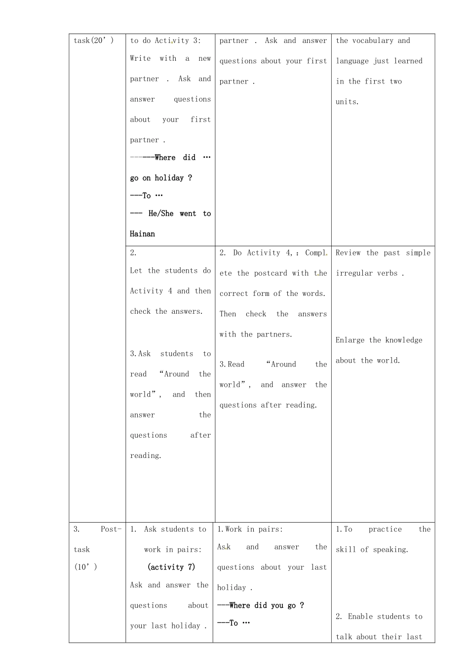 广东省惠东县教育教学研究室七年级英语下册 Module 10 Unit 3 Language in use教案 （新版）外研版_第2页