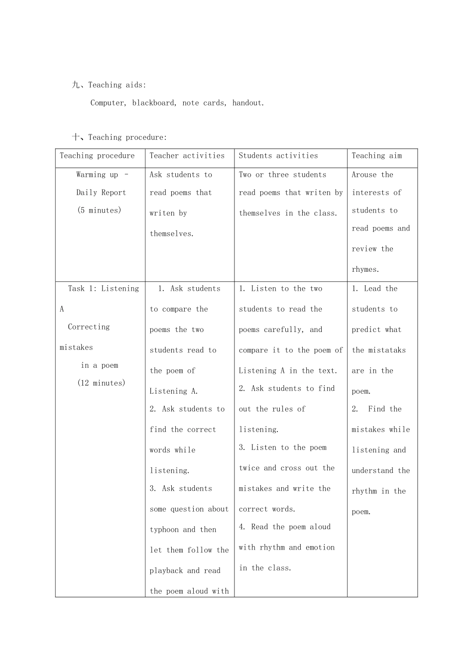 广东省广州市七年级英语下册：Unit 5 Poems about life Listening教案（牛津）_第3页