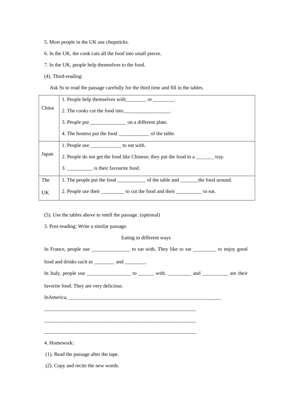 广东省广州市七年级英语下册：Unit 7 Foods and drinks Reading教案（牛津）_第2页