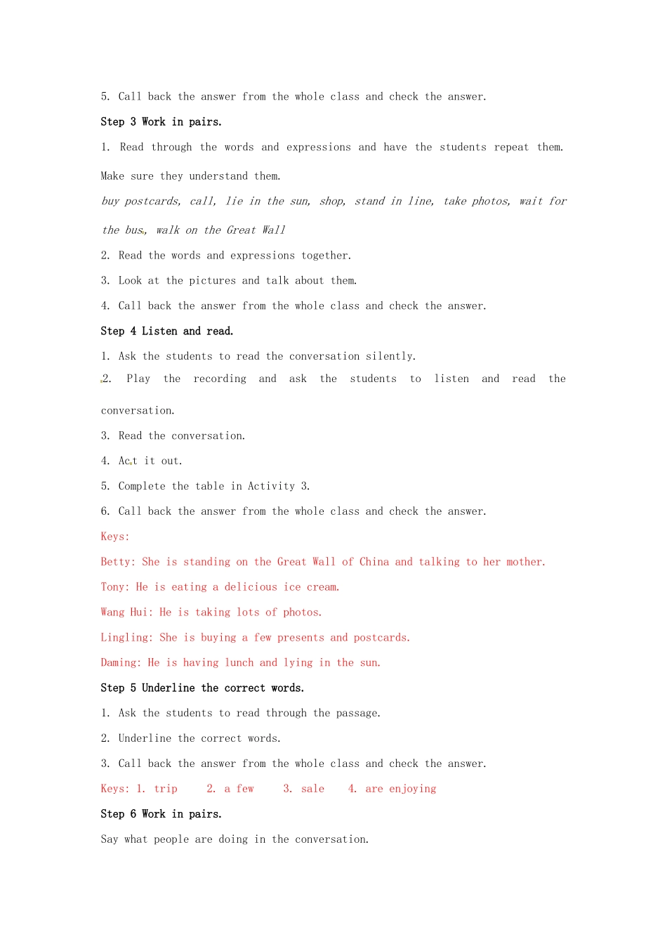 广东省佛山市第十四中学七年级英语上册《Module 9 People and places Unit 1 We’re enjoying the school trip a lot》教案 外研版_第3页