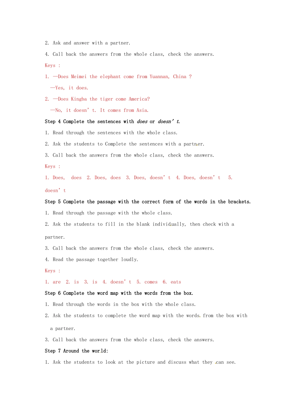 广东省佛山市第十四中学七年级英语上册《Module 6 A trip to the zoo Unit 3 Language in use》教案 外研版_第3页