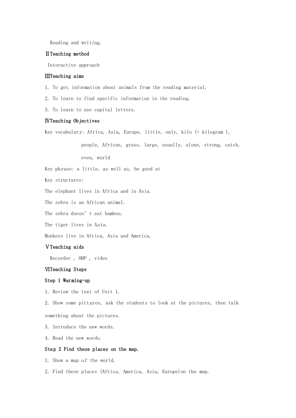 广东省佛山市第十四中学七年级英语上册《Module 6 A trip to the zoo Unit 2 The tiger lives in Asia》教案 外研版_第2页