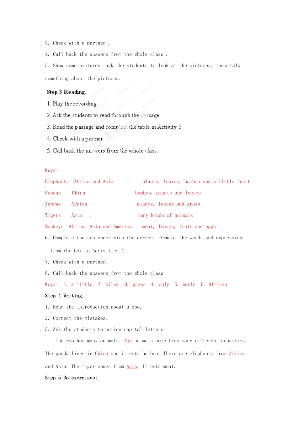 广东省佛山市第十四中学七年级英语上册《Module 6 A trip to the zoo Unit 2 The tiger lives in Asia》教案 外研版_第3页