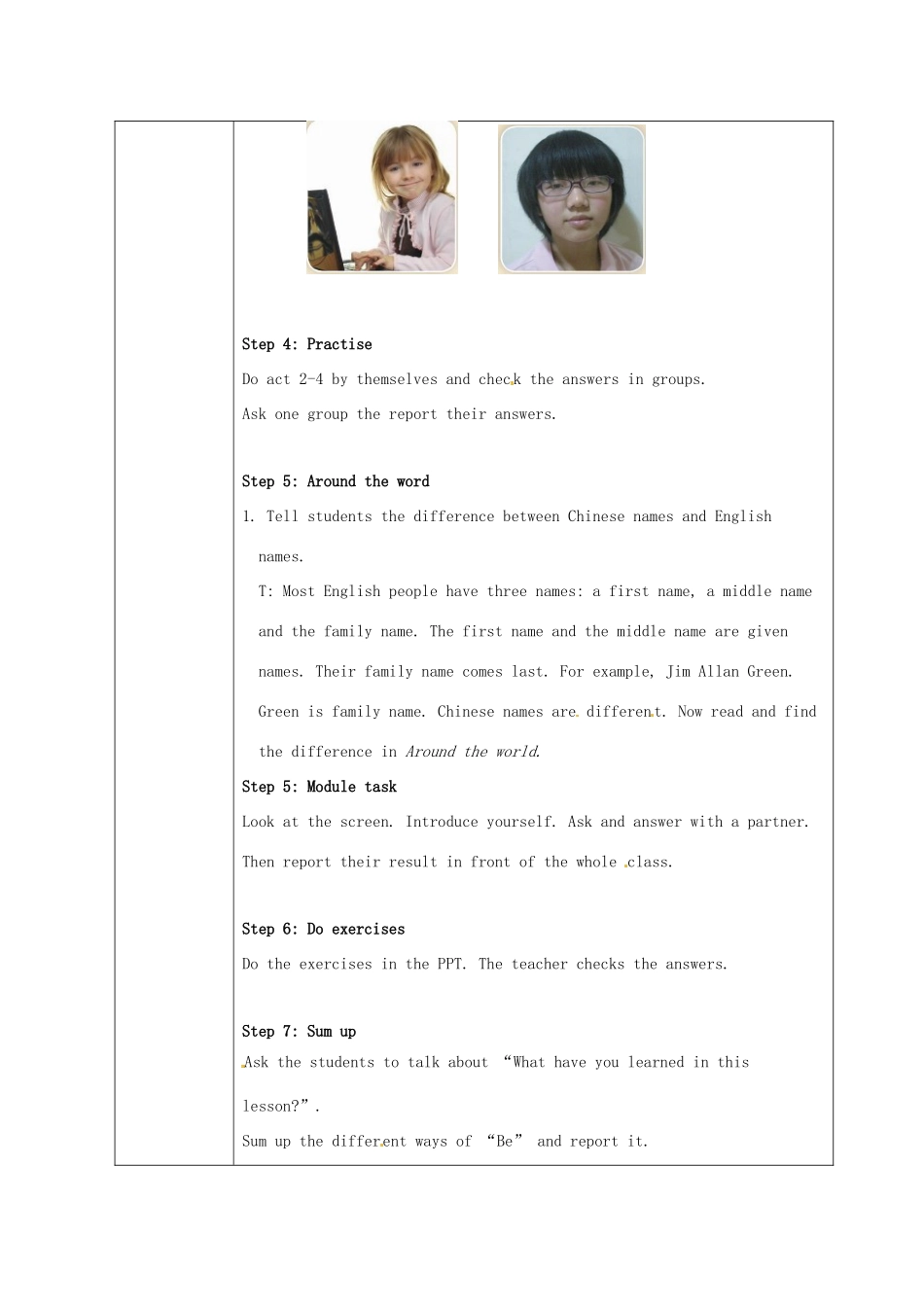 广东省佛山市第十四中学七年级英语上册 Module 1 My classmates Unit 3 Language in use教案 （新版）外研版_第3页